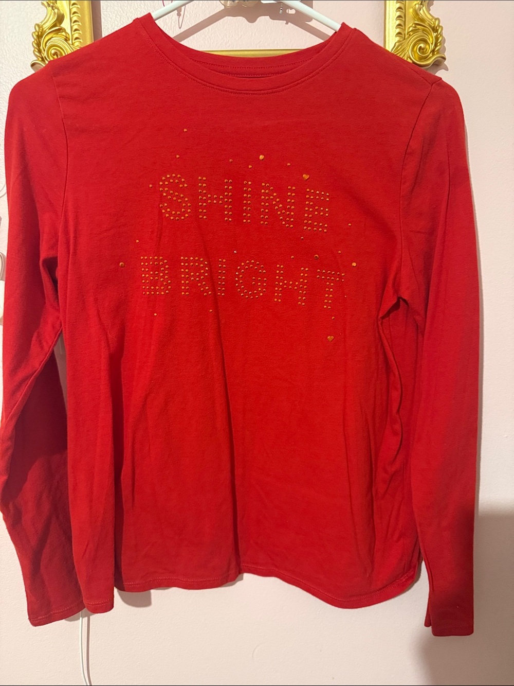 wonder nation Red Long-Sleeve Tee with Gold Studs - "Shine Bright"